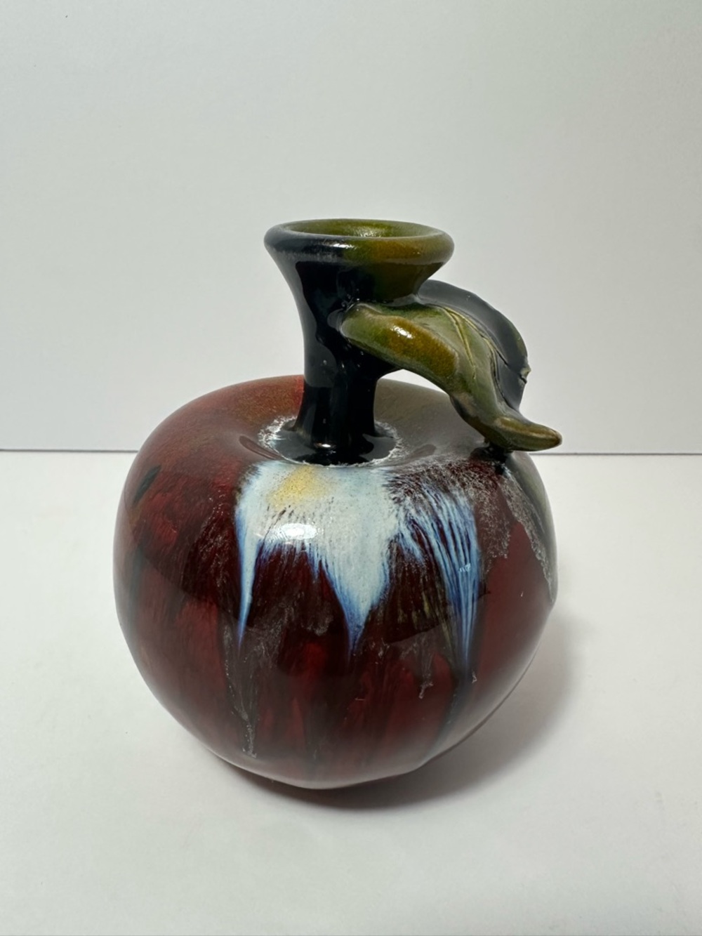 Art Pottery Apple Glazed Red Green